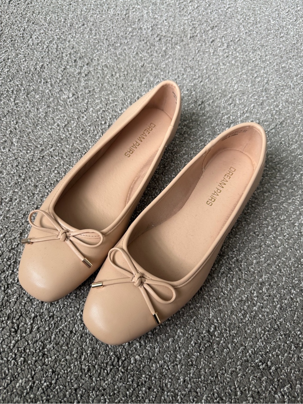 Dream Pairs Beige Bow Ballet Flats